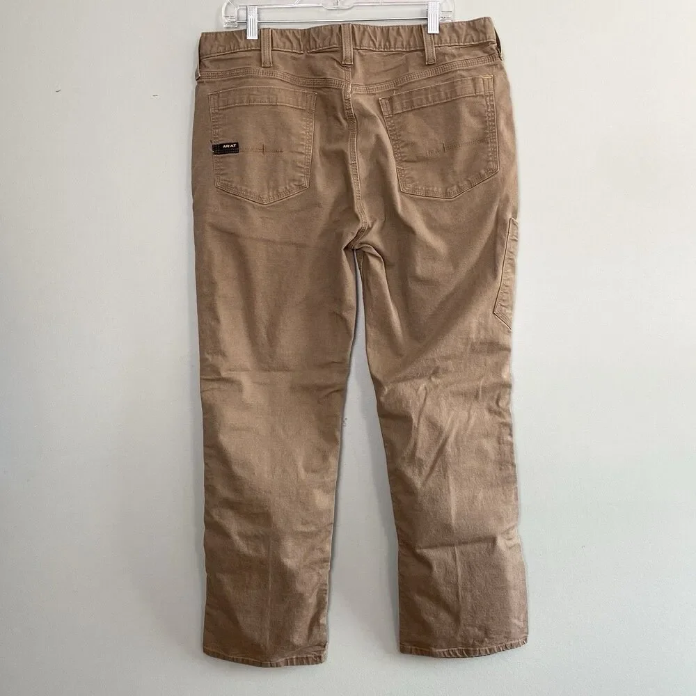 Ariat Rebar M7 Pants Slim Straight Leg Canvas Mens 38x32 Brown Workwear Utility - Picture 2 of 12